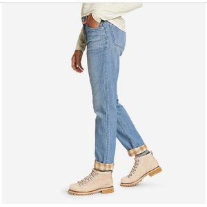 NWOT Eddie Bauer Boyfriend Fleece Lined pants in Worn Light color, size P10